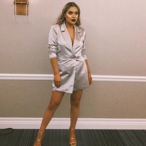 BOOHOO BLAZER METALLIC SILVER DRESS SIZE 8